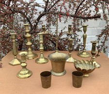 Restposten antike Vintage gemischte Messingkerzen, Mörser, Schüssel & Tassen 5,4 kg