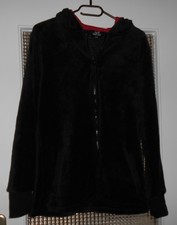 Fleecejacke / Flauschjacke schwarz mit rot, Kapuze mit Ohren, Gr. 2XL