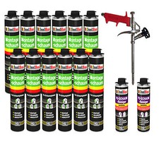 Bauschaum Set 12 x 750ml + 2 Reiniger + 1 Pistole PU Schaum Pistolenschaum