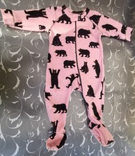 Schlafanzug/Strampler, Größe: 3 - 6 Monate, Rosa mit schwarzen Bären