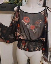 Super schöne Damen Italy Bluse Oberteil Schulterfrei/Fledermausärmel schwarz 40