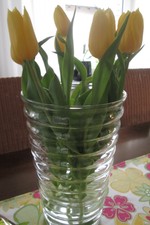 Ikea Design Tulpen Vase Vasen Blumenvase Glas klar Rillen 28 cm groß Ostern Deko