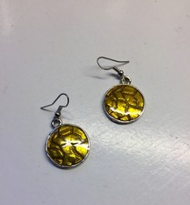 Emaille Ohrringe rund gelb silber Farbe Unikat Riss/ Crack-Effekt