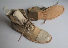 Damen Schuhe Stiefeletten Boots Schnürer BELSTAFF Gr 39 hell beige Leder Kombi