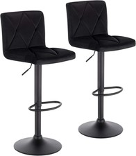 2x Designer Barstuhl Samt Barhocker Tresenhocker Sitzfläche Schwarz lbai48003-2