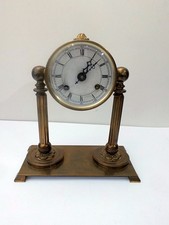 antike Kaminuhr Tischuhr Messing Säulenuhr um 1900 Schlag auf Glocke