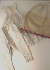 ANTIKE 1870ER-90ERer Puppen Kleidung handgenäht Baumwolle Unterwäsche + Wolle Petti