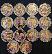 Gold Medaillen "Die Größten Erfolge Des FC Bayern -  14 Stk. Vergoldet - Cu.