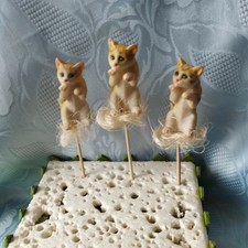 3er Set Katze Deko Figur Garten Blumenstecker Blumentopf  Sisal