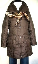 Daunen Stepp Mantel Long Jacke Outdoor S M 38 großer Kragen schokoladenbraun TOP