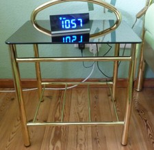 2 Stück Nachttisch Nachtschrank Goldfarbig Glasplatte bräunlich L44xT34xH45