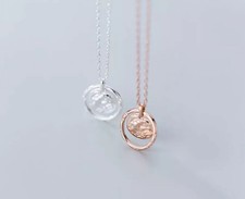 Kette Halskette Anhänger 925 Silber rosegold/silber Kreis (ca. 12mm) rund NEU