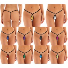 Glänzende Damen-G-String Micro Mini sexy Höschen Unterwäsche Metallic O-Ring Tanga