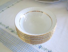 6 Salatschalen, Dessertschalen, Müslischale, Porzellan weiß mit Goldrand, GÜRAL