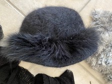 Damen Hut Kappe Mütze 90 % Angora Faustmann Farbe schwarz  Gr. S Neuw. Schal…