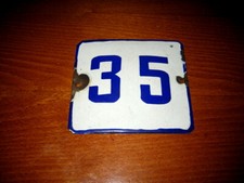 Vintage Kunstgewerbe Porzellan Zinnschild Haus/Türnummer 35 Abmessungen 11cm x 10cm