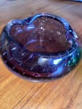 2x Schale bubble Glas Retro Lila Grün Vintage Aschenbecher Glas