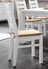2er Esszimmerstühle hochwertig Massiv Landhaus weiß Küchen-Stühle Home Affaire