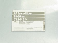 Nikon Bedienungsanleitung Anleitung f. AF Zoom-Nikkor 28 - 80 mm f / 3.3 - 5.6 G