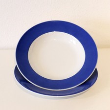 DIBBERN ★ 2 Suppenteller tief ★ 23 cm ★ Kornblumen Blau + Weiß ★ Rund ★★★ Teller