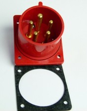 32 A CEE Drehstrom Einbaustecker ABL 380 / 400V 5 polig Anbaustecker Rot