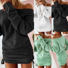 Damen Pulloverkleid Minikleid Winter Pullikleid Sweatkleid Longshirt Sweater DE