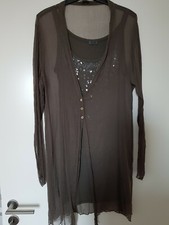 Siste's More Top mit Weste/Mantel leicht in taupe Pailetten Größe L wie neu