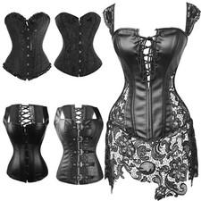 DE Dessous Burlesque Corsage Vollbrust Korsett Korsage Corset Schwarz kleid NEU