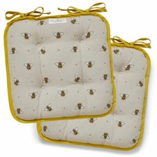 Hummeln Grau Sitzauflage Set 2 Küche Stuhl Kissen gelb