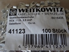 100 St.  Weitkowitz -  Kabelschuhe , Gabelform , 1,5 - 2,5  mm²