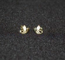 2 Ohrstecker Gold 333 Ohrringe golden geschwungen rund wie Flügel