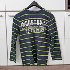 *Yigga* Jungen Pullover Longsleeve Gr. 146/152 Blau mit Streifen Frontdruck