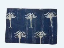 Kantha-Steppdecke mit Palmendruck aus indischer Baumwolle, Sofabezug,...