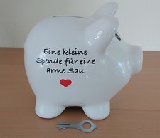Sparschwein Keramik Eine kleine Spende für eine arme Sau abschließbar