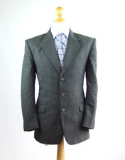 NUK Herren Grau gestreift Wollmischung Anzug Jacke 38 (Regular)