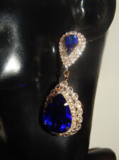 lange elegante XL OHRRINGE OhrHänger blaue Swarovski*Elemente*Gold *ca. 6,5 cm