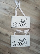 Schilder 'Mr & Mrs' & 'Thank You' Holz Hochzeit Vintage Foto Shabby Handgemacht 
