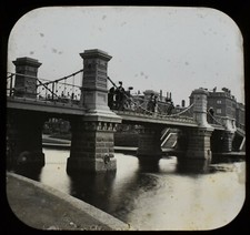 SELTENE ANTIKE magische Laterne Rutsche ÖFFENTLICHE GARTENBRÜCKE BOSTON C1870 FOTO USA MA