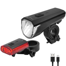 LED Akku Fahrrad Beleuchtung Set 45 LUX Licht StVZO Lampe Scheinwerfer Rücklicht