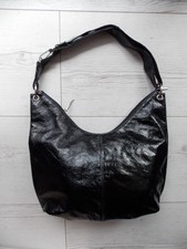 Schwarz Lackleder Damentasche Schultertasche Mittel dekoration mit Strasssteinen