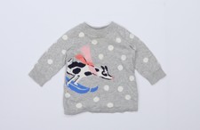 Gap Mädchen grau gepunktet Strick Pullover Größe 6-9 Monate-Hund