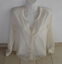 HUGO BOSS: Zartes Blusenshirt, creme, Seide mit Baumwolle, Gr 38/40 wNEU