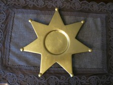 Kerzenhalter Kerzenteller Stern Form goldfarben Keramik Ton Deko gedeckter Tisch