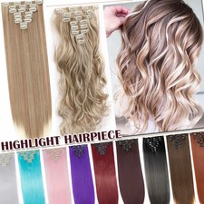 DICK Haarverlängerung Clip In Wellig Extensions 8 Tressen Lang Dick Natürlich DE