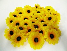 Deko 1 Set x 40 Stück Sonnenblumen Blüten gelb Seidenblumen Streudeko basteln