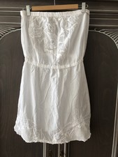 Ibiza Off Shoulder Mini Kleid Schulterfrei Weiß M 38 Rosen- Loch- Stickerei wNeu