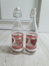 2x Lory Glasflaschen Bügelverschluss 1L Dekoration Motiv Herz Geschenkidee Cerve