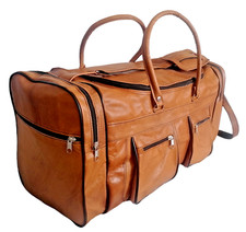 Echte Leder Tasche Vintage Sporttasche Training Gym Reisetasche Overnight 52x27