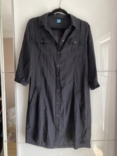 K&L Blusenkleid Leichte Lange Bluse Dunkelblau Knöpfe 40 L 38 M 3/4Ärmel Sommer