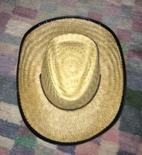 Strohhut Hut Stroh Country Western Style Cowboy Cowbouyhut beige schwarz wie neu